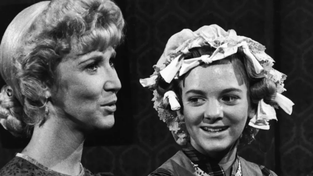Nellie Oleson and Miss Beedle from the Little House on the Prairie tv series